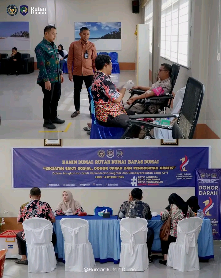 Rutan Dumai Gelar Baksos, Donor Darah dan Pengobatan Gratis Semarakan Hut Imipas
