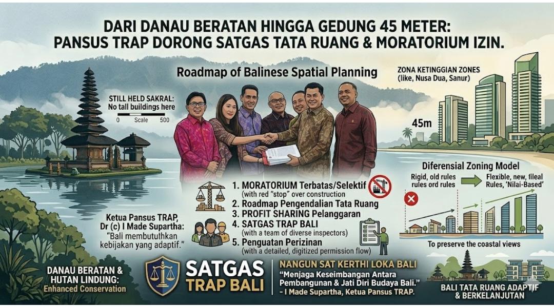 Dari Danau Beratan hingga Gedung 45 Meter, Pansus TRAP Dorong Satgas Tata Ruang dan Moratorium Izin