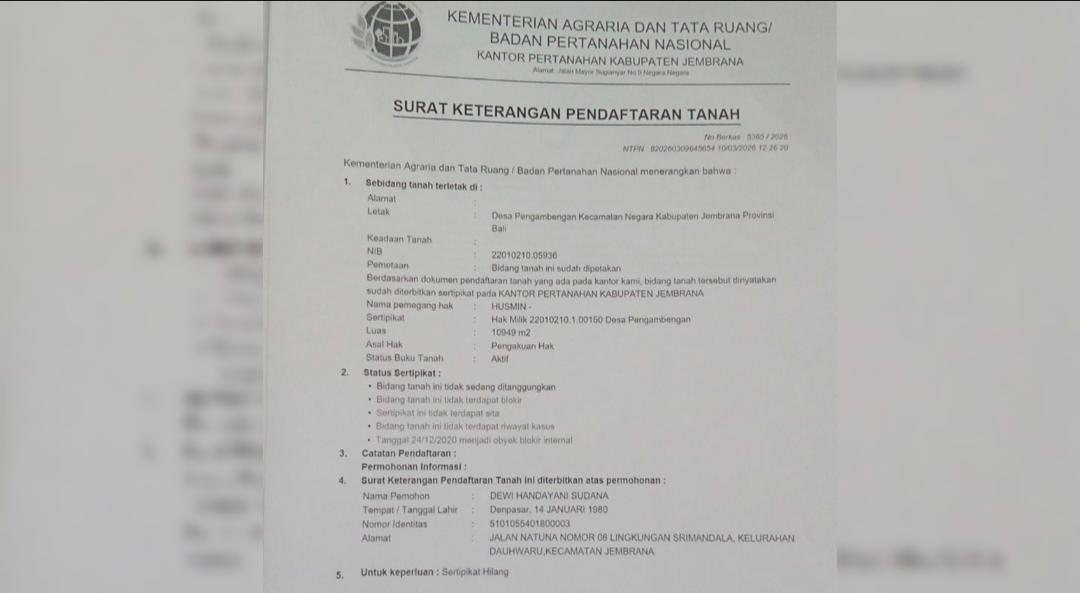PENGUMUMAN KEHILANGAN SHM