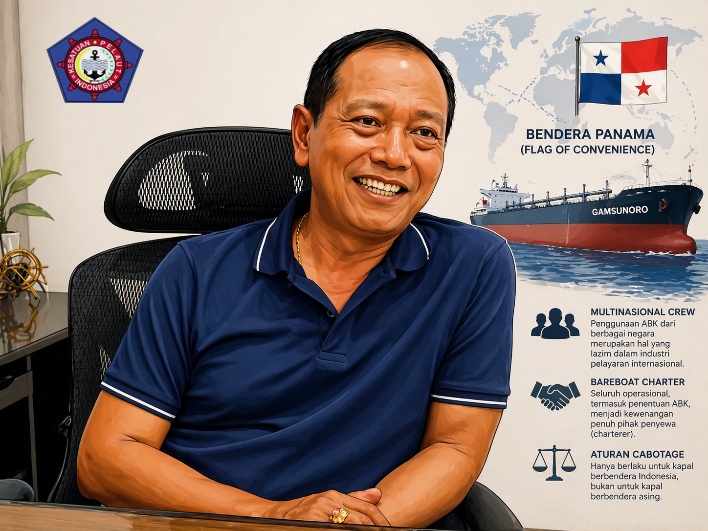 Sekjen KPI I Dewa Nyoman Budiasa Tegaskan ABK Asing di Kapal Gamsunoro Sesuai Aturan Internasional