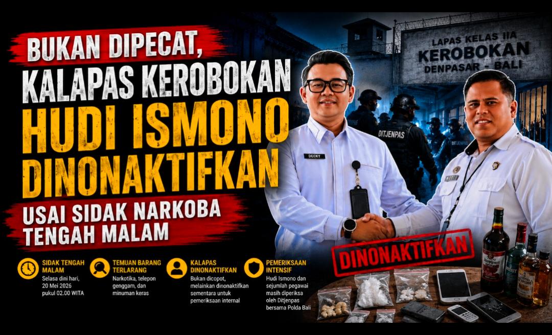 Bukan Dipecat, Kalapas Kerobokan Hudi Ismono Dinonaktifkan Usai Sidak Narkoba Tengah Malam