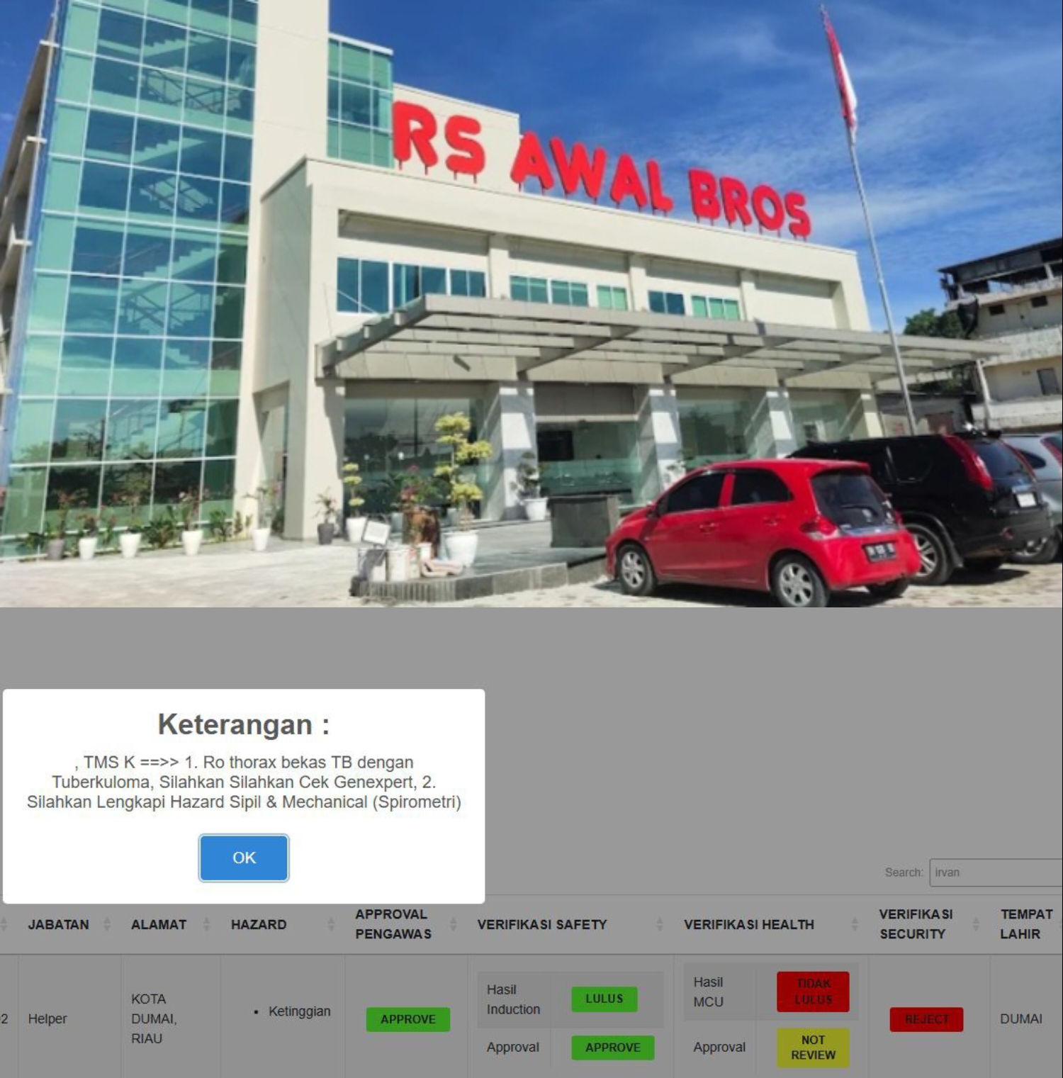 Pemuda Tempatan kecewa Dengan Hasil MCU di RS Awal Bros untuk Rekrutmen TA 2026